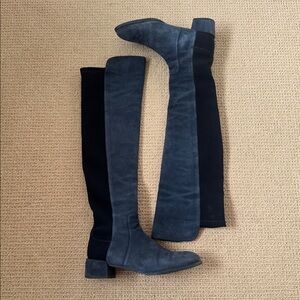Stuart Weitzman 6.5M City Block 50/50 Blue Suede Stretch Boots